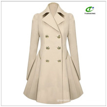 Women slim skirted winter coat pleated outwear overcoat